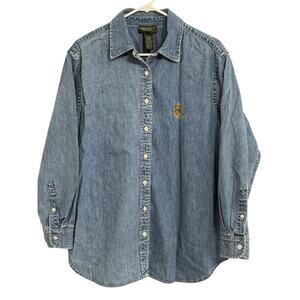 Lauren Jeans Co Ralph Lauren Women’s Plus Size 1X Denim Long Sleeve Blouse
